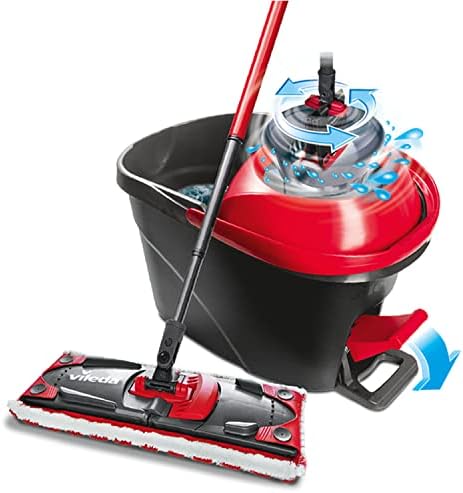 Set complet de mop de podea Vileda Ultramax Turbo 2in1, mop cu maner telescopic, capac din microfibra si galeata cu power spinner, pentru toate podelele dure, lungime maner 75-130cm, ambalaj eco