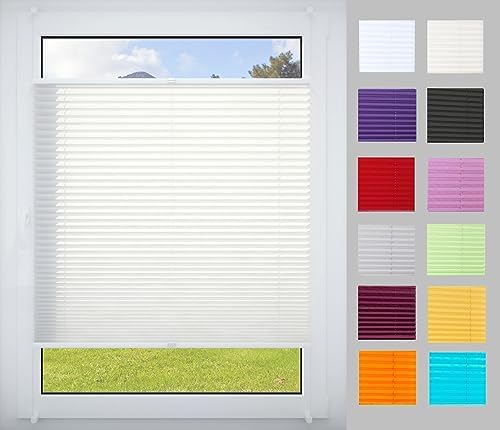 Jaluzele plisate DécoProfi fără găurire alb 60cm x 200cm (înălțimea totală max. a cercevelei ferestrei) I Jaluzele plisate tensionate realizate pe măsură cu suport de clemă/Klemmfix I Jaluzele plisate cadru interior opac pentru prindere
