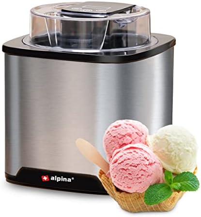 Aparat de inghetata alpina - aparat de inghetata moale - potrivit pentru inghetata, gelato, iaurt congelat si sorbet - continut 2L - auto-oprire automata - otel inoxidabil - argintiu