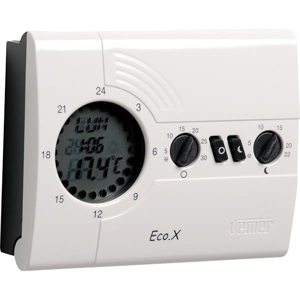 VEMER VN160800 ECO.X-W Termostat digital de încălzire, termostat de cameră cu program săptămânal, alimentat cu baterii, alb