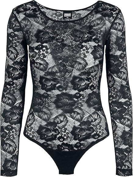 Urban Classics Ladies Lace Longsleeve Body, body dama, disponibil pe negru, marimi de la XS la 5XL