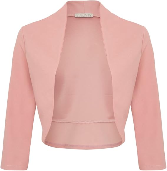 DANAEST Cardigan de sărbători Bolero pentru femei Jachetă elegantă cu umeri, cu mâneci 3/4, Top scurt (708)