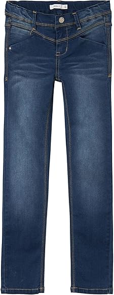 Blugi elastici skinny fit pentru fete NAME IT din denim gri