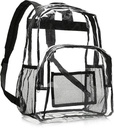 Rucsac de școală Amazon Basics, rucsac pentru femei, rucsac pentru bărbați, rucsac pentru copii, transparent din PVC, îndeplinește standardul stadionului, transparent