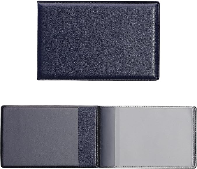 Husa pentru carduri kwmobile 3 in 1 din imitatie de piele - 10 x 6,5cm - mini portofel pentru carduri de credit - husa pentru carduri in format card de credit - albastru inchis