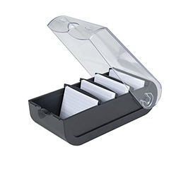 Exacompta 5331423D Flashcard Bunnybox Black DIN A8 peisaj care include 100 de carduri index. Cutie originală de carduri pentru învățarea ușoară a vocabularului datorită sistemului de învățare cu 5 materii pentru 600 de carduri