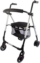 Mobiclinic®, rulator pliabil și ușor, ajutor de mers, pentru persoane supraponderale, ajutor de mers pliabil, ușor, picioare și scaun reglabil, cu scaun și 4 roți, cu suport pentru baston, cu coș