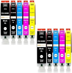 Happy Printer 10 cartușe XL compatibile cu Canon PGI 580 CLI 581 potrivite pentru Pixma TR7500 TR7550 TR8550 TS6100 TS6150 TS6151 TS6250 TS6251 TS6350 TS6351 TS705 TS95540c TS95540c