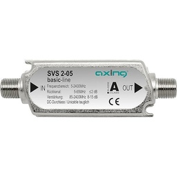 Amplificator de linie prin satelit Axing SVS 2-02 în bandă largă în linie (20 dB, 47 - 2400 MHz)