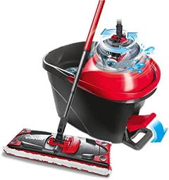 Set complet de mop de podea Vileda Ultramax Turbo 2in1, mop cu maner telescopic, capac din microfibra si galeata cu power spinner, pentru toate podelele dure, lungime maner 75-130cm, ambalaj eco