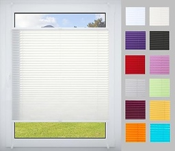 Jaluzele plisate DécoProfi fără găurire alb 60cm x 200cm (înălțimea totală max. a cercevelei ferestrei) I Jaluzele plisate tensionate realizate pe măsură cu suport de clemă/Klemmfix I Jaluzele plisate cadru interior opac pentru prindere