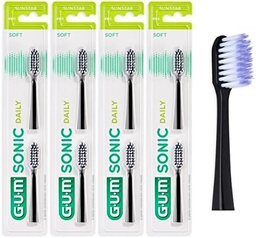 Capete de perie GUM Sonic Daily de înlocuire pentru periuța de dinți GUM Sonic Daily Sonic/Moale, peri microfini pentru curățare delicată, minuțioasă, în fiecare zi / Pachet de 4 x 2 (alb)