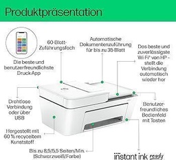 Imprimantă multifuncțională HP DeskJet 4220e, imprimare gratuită 3 luni cu cerneală HP Instant inclusă, HP+, imprimantă, copiator, scaner, livrare fax mobil, WLAN, alimentator automat de documente, alb