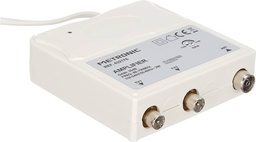 Metronic 432176 - Amplificator de interior cu reglare amplificare FM-UHF, amplificare reglabila pana la 30 dB, protectie 4G, prize TV, diametru 9,52 mm, culoare: alb