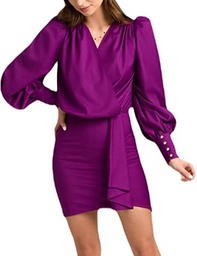Rochie de damă Swing Fashion Elegantă | Rochii de afaceri | Rochii teaca | Rochie de sărbătoare | Rochie de petrecere | Rochii de cocktail | Rochie mini | Rochie de seara | Rochie cu maneca lunga | decolteu în V | Scurt | Roșu |