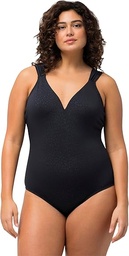 Jacquard leopard de damă Ulla Popken, cupe moi, costum de baie cu spatele jos