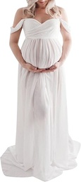 Rochie de maternitate Loalirando Fotografie de fotografiere șifon ușoară Lungime maxi rochie de fotografie cu umeri