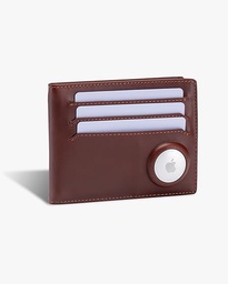 Husa pentru carduri de credit ISENTIALS AirTag* din piele premium, portofel subțire pentru bărbați pentru Apple AirTag - protecție RFID, 6 sloturi pentru carduri, suport AirTag și clemă pentru bani (negru)