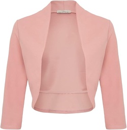 DANAEST Cardigan de sărbători Bolero pentru femei Jachetă elegantă cu umeri, cu mâneci 3/4, Top scurt (708)