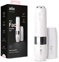 Mini aparat de îndepărtare a părului Braun Face, aparat electric de îndepărtare a părului facial pentru femei, aparat de ras mic pentru bărbierit rapid și blând, buză superioară, bărbie și obraji, pentru mers, cu Smartlight, FS1000, alb