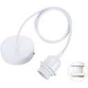 Suspensie lampă Linkind E27 cu inel cu șurub, cablu textil de 100 cm reglabil, pandantiv compatibil cu abajur, suport lampă ideal pentru agățat bucătărie, alb