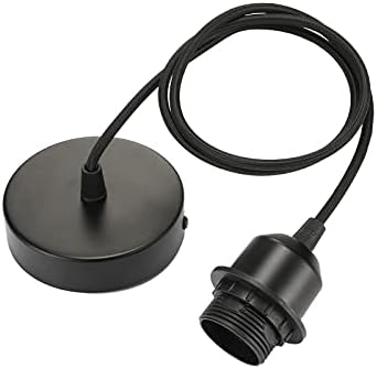 Suspensie lampă Linkind E27 cu inel cu șurub, cablu textil de 100 cm reglabil, pandantiv compatibil cu abajur, suport lampă ideal pentru agățat bucătărie, alb