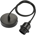 Suspensie lampă Linkind E27 cu inel cu șurub, cablu textil de 100 cm reglabil, pandantiv compatibil cu abajur, suport lampă ideal pentru agățat bucătărie, alb