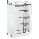 Dulap Relaxdays metalic COUNTRY 172 x 105 x 45 cm HxLxD, dulap stil rustic cu perdea din stofa, alb-negru
