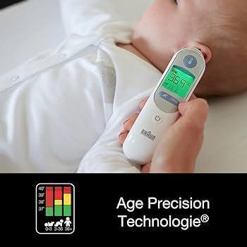 Termometru pentru ureche Braun ThermoScan 7 (Age Precision, afișaj al temperaturii cu coduri de culori, febră, sigur, igienic, precis clinic, blând) IRT6520, 1 bucată (pachet de 1), digital