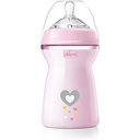 Biberon Chicco Natural Feeling Anti-colici 6+ luni 330 ml, Biberon cu tetina din silicon moale si flexibila, potrivit pentru alaptare, roz