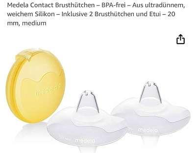 Protecții pentru mamelon Medela Contact – Fără BPA – Fabricat din silicon ultra-subțire, moale – Include 2 protecții pentru mamelon și carcasă – 20 mm, mediu