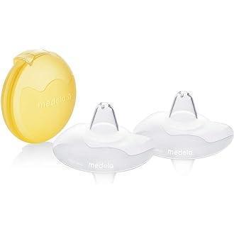 Protecții pentru mamelon Medela Contact – Fără BPA – Fabricat din silicon ultra-subțire, moale – Include 2 protecții pentru mamelon și carcasă – 20 mm, mediu