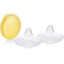 Protecții pentru mamelon Medela Contact – Fără BPA – Fabricat din silicon ultra-subțire, moale – Include 2 protecții pentru mamelon și carcasă – 20 mm, mediu
