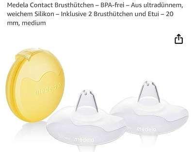 Protecții pentru mamelon Medela Contact – Fără BPA – Fabricat din silicon ultra-subțire, moale – Include 2 protecții pentru mamelon și carcasă – 20 mm, mediu