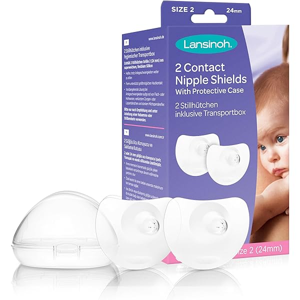 Protecții pentru mameloane Lansinoh 24 mm (mărimea 2), 2 bucăți inclusiv cutie de depozitare - confortabil de purtat - continuă alăptarea în ciuda dificultăților de atașare