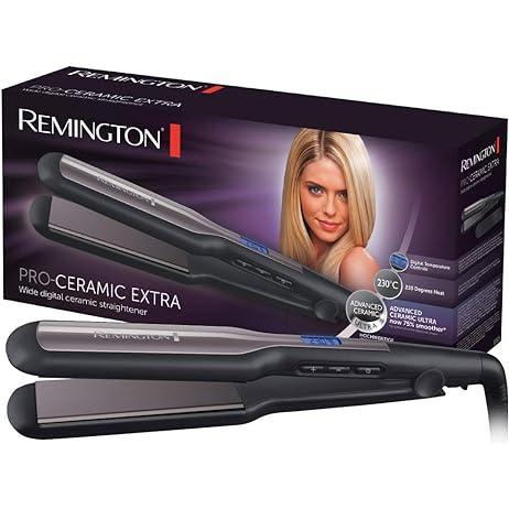 Placă de îndreptat părul Remington Pro-Ceramic, Extra lung, plăci de coafare extra late, negru, S5525