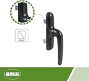 Amig - maner pentru geamuri rotite sau basculante, cu baza din aluminiu si capac PVC negru, cu prindere cu surub ascuns | 17,10 x 7,60 cm x înălțime 2,40 mm - Fără știft pătrat