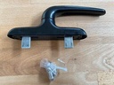 Amig - maner pentru geamuri rotite sau basculante, cu baza din aluminiu si capac PVC negru, cu prindere cu surub ascuns | 17,10 x 7,60 cm x înălțime 2,40 mm - Fără știft pătrat