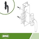 Amig - maner pentru geamuri rotite sau basculante, cu baza din aluminiu si capac PVC negru, cu prindere cu surub ascuns | 17,10 x 7,60 cm x înălțime 2,40 mm - Fără știft pătrat