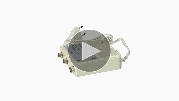 Metronic 432176 - Amplificator de interior cu reglare amplificare FM-UHF, amplificare reglabila pana la 30 dB, protectie 4G, prize TV, diametru 9,52 mm, culoare: alb
