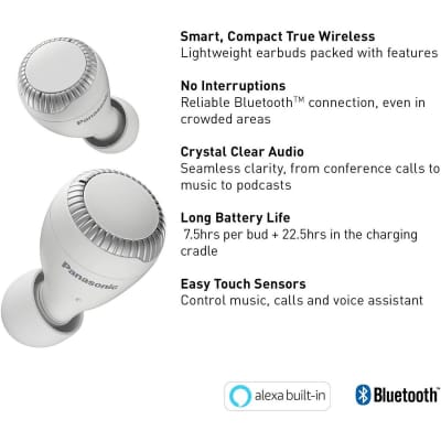 Căști Bluetooth Panasonic RZ-S300WE-K True fără fir, ultracompacte, control vocal, fără fir, până la 30 de ore de viață a bateriei