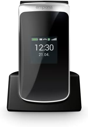 SPC Jasper 2 4G - Telefon Flip pentru seniori cu Whatsapp, butoane mari, compatibil cu aparate auditive, buton SOS, ecran dublu, 4G și stație de încărcare, negru