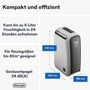 De'Longhi Tasciugo AriaDry Light DNS65, dezumidificator pentru casa, indeparteaza 6 litri de umezeala pe zi, functie spalare rufe, timer 8h, tehnologie Zeolite, 34 decibeli, 520W, gri