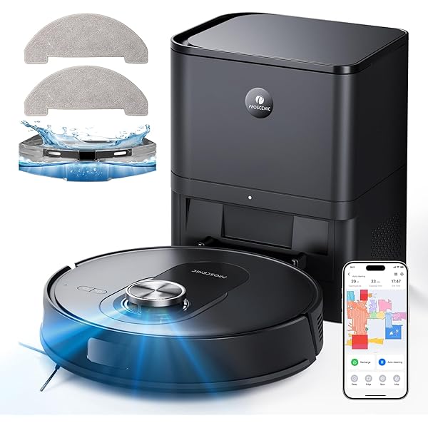 Robot de aspirare și ștergere EUREKA E10s DE + stație de aspirare multiciclon fără sac (4000Pa, detectare automată a covoarelor și ridicare automată a mopului, navigare LiDAR, ideal împotriva părului de animale, aplicație și control vocal) alb