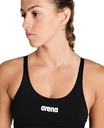 Costum de baie ARENA Solid Swim Tech Team pentru femei, Costum de baie pentru femei cu uscare rapidă, Costum de baie sportiv din țesătură MaxLife Eco cu rezistență maximă la clor, alb-negru, 40