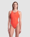 Costum de baie ARENA Solid Swim Tech Team pentru femei, Costum de baie pentru femei cu uscare rapidă, Costum de baie sportiv din țesătură MaxLife Eco cu rezistență maximă la clor, alb-negru, 40