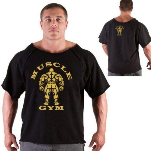 MUSCLE GYM Pantaloni de antrenament pentru culturism pentru bărbați, din bumbac, haine de gimnastică Tricouri Îmbrăcăminte de gimnastică hardcore Negru