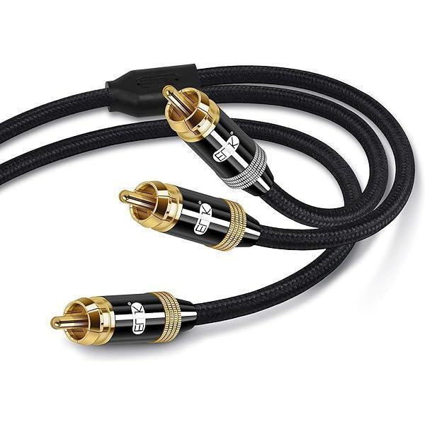 Cablu RCA, pachet de 2 cabluri optic 1M optic digital audio SPDIF RCA la mufă de 3,5 mm cu conector placat cu aur de 24K Cablu audio stereo (cablu coaxial pentru HDTV/Home Cinema/Blu-ray/Receptor)