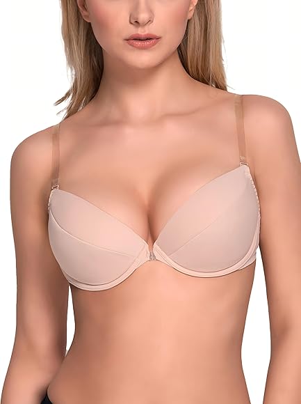 VIVISENCE Sutien transparent Push-Up, transparent, fără spate, cu bretele cu sârmă, căptușit, invizibil, neted, fără model 1035