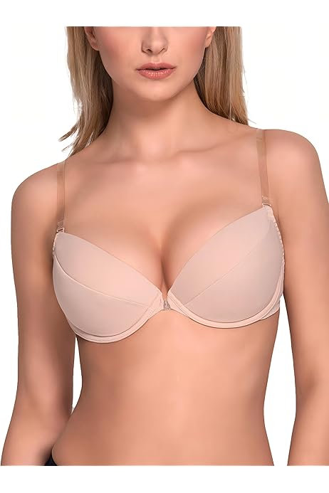 VIVISENCE Sutien transparent Push-Up, transparent, fără spate, cu bretele cu sârmă, căptușit, invizibil, neted, fără model 1035
